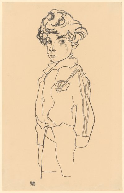 Staande jongen door Egon Schiele