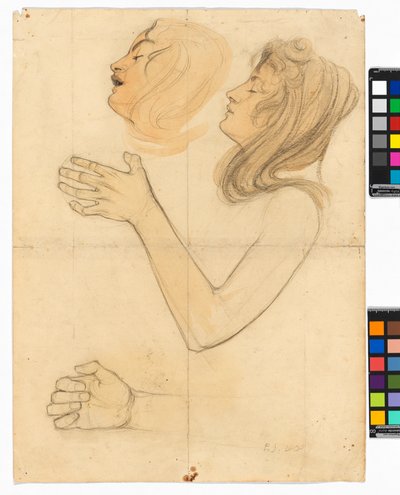 Studies van de zus van de kunstenaar, Gertrude Schiele door Egon Schiele