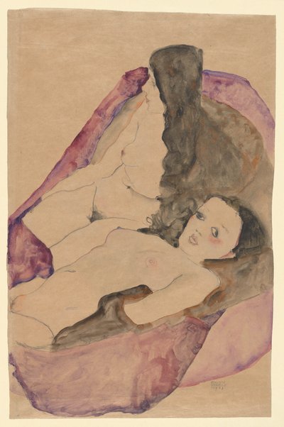 Twee Liggende Naakten door Egon Schiele