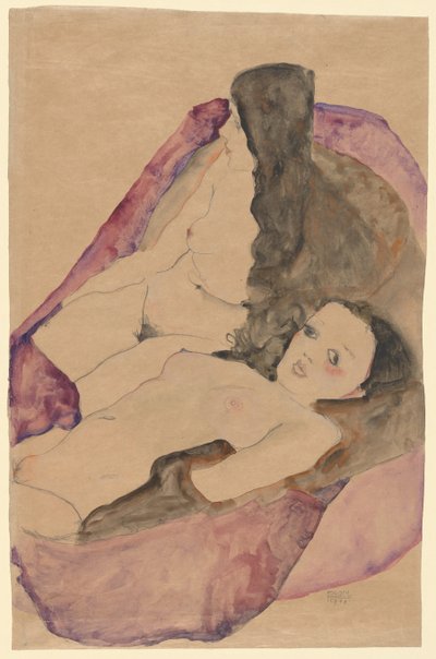 Twee liggende naakten, 1911 door Egon Schiele