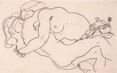 Twee omhelzende vrouwelijke naakten, 1918 door Egon Schiele