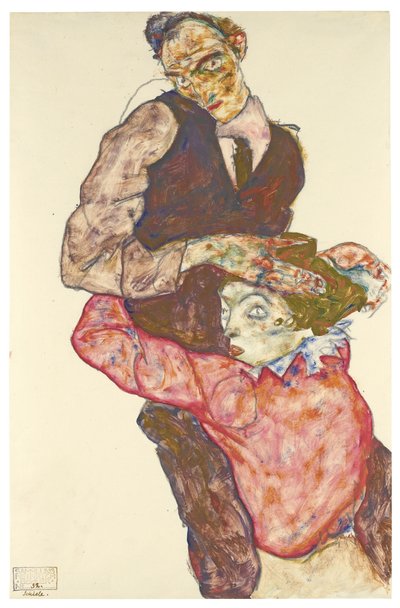 Twee geliefden Zelfportret met Wally, 1914-1915 door Egon Schiele