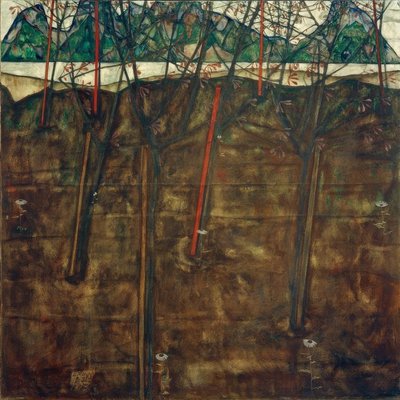 Vroege lentelandschap door Egon Schiele