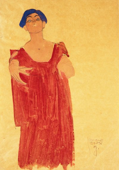 Vrouw met Blauw Haar; Frau mit Blauem Haar, 1918 door Egon Schiele