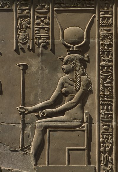 Detail van een reliëf, Hathor door Egyptian