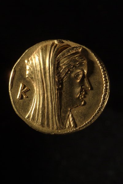 Griekse Oktadrachme van Arsinoë II, 240 v.Chr., achteraanzicht door Egyptian