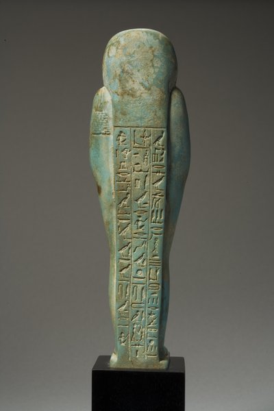 Achteraanzicht van een Ushabti-figuur voor Hor-Khebi, Late Dynastieke Periode, late 25e-vroege 26e Dynastie, c.700-600 v.Chr. door Egyptian