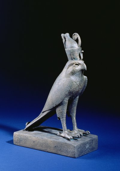 Beeldje van Horus in de gedaante van een valk (brons) door Egyptian