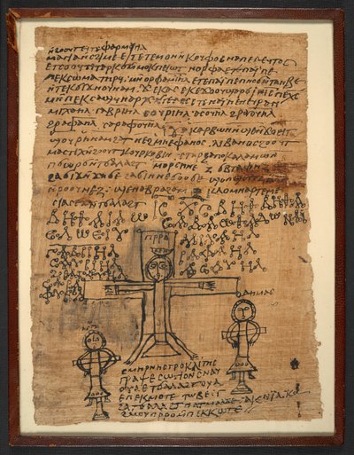 De Kruisiging uit een 6e-eeuwse Koptische magische tekst, Or 6796 (4), 475-525 AD door Egyptian