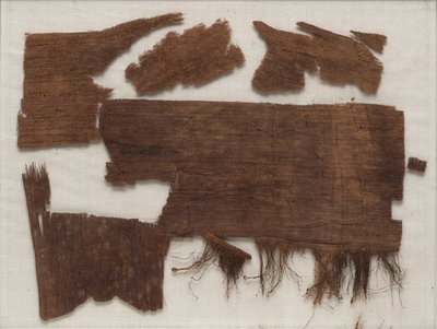 Fragmenten van Egyptische mummiewikkels gevonden in de kist van Senbi, Middenrijk, c.1918-1859 v.Chr. door Egyptian 12th Dynasty