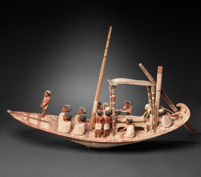 Model zeilboot die een mummie vervoert, c.1900-1885 v.Chr. door Egyptian 12th Dynasty