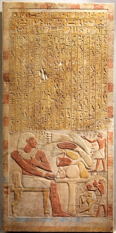 Stèle van de rentmeester Mentuwoser, c.1944 v.Chr. (beschilderde kalksteen) door Egyptian 12th Dynasty