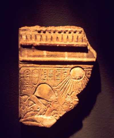 Achnaton & Nefertiti reliëffragment door Egyptian 18th Dynasty