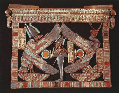 Borstplaat met Osiris op zwarte achtergrond door Egyptian 18th Dynasty