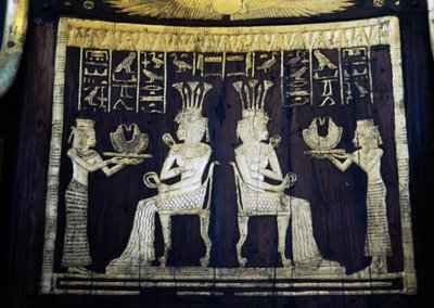Stoelrugleuning met afbeelding van Prinses Sitamon, Graf van Yuya, Vallei der Koningen, Egypte, Egyptische beschaving, Nieuwe Koninkrijk, Dynastie XVIII door Egyptian 18th Dynasty