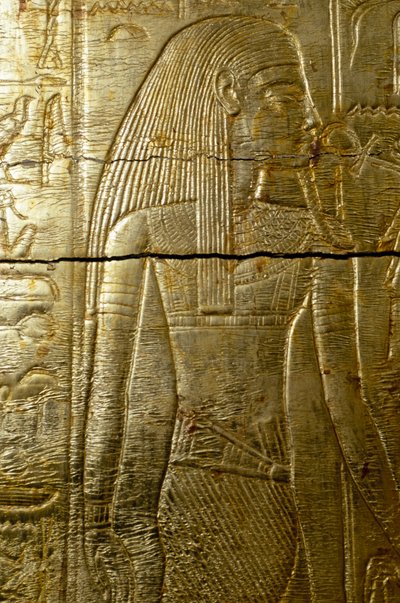 Detail van gravure van met goud bedekte kapel van Toetanchamon door Egyptian 18th Dynasty