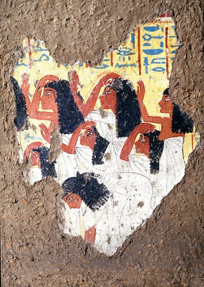 Egyptische oudheid: fresco van het graf van de schilder Maia, een groep treurenden. 18e dynastie. Uit de kapel van Maia, Deir el-Medineh, Nieuwe Rijk. Turijn, Egyptisch Museum door Egyptian 18th Dynasty
