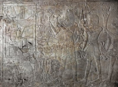 Egyptische oudheid: reliëf van het graf van Kha em Het door Egyptian 18th Dynasty