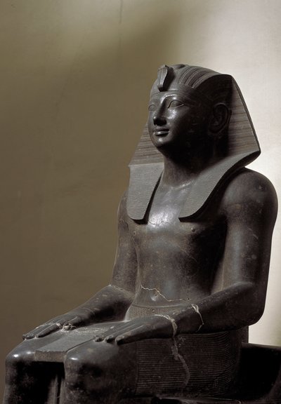 Egyptische antiquiteit: beeld van basaniet die de heerser Thutmosis (Tuthmosis of Thutmus) III (1479-1425 v.Chr.), Egyptische farao, voorstelt. Dim. 192 cm. 18e dynastie door Egyptian 18th Dynasty
