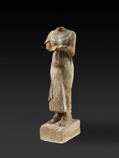 Beeld van farao Akhenaten met een offertafel door Egyptian 18th Dynasty