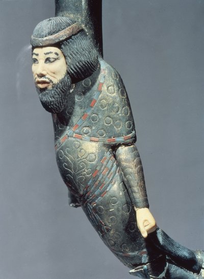 Beeld van een Syriër van het einde van een ceremoniële stok, uit het graf van Toetanchamon (c.1370-52 v.Chr.) Nieuwe Koninkrijk (hout & ivoor) door Egyptian 18th Dynasty