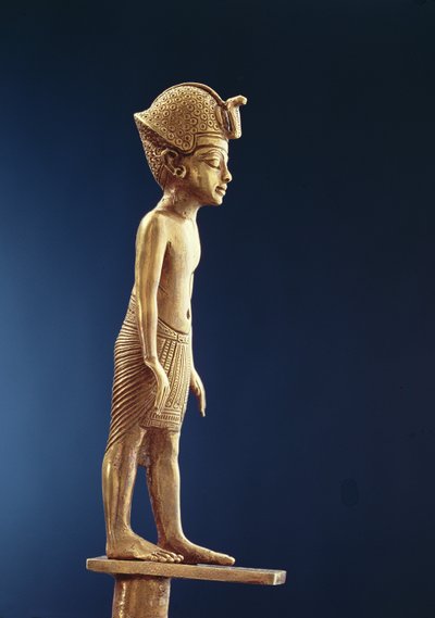 Beeld van de koning van een staf, uit het graf van Toetanchamon, Nieuwe Koninkrijk door Egyptian 18th Dynasty