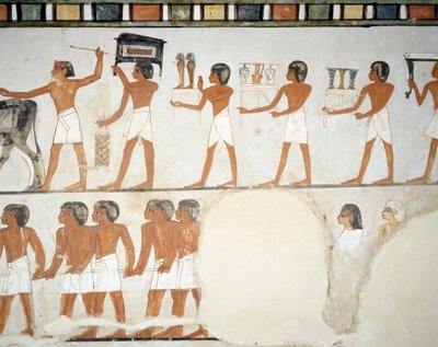 Begrafenisstoet (detail) door Egyptian 18th Dynasty