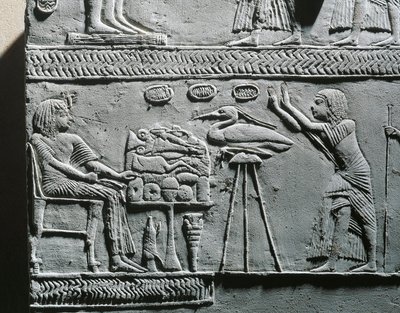 Horemheb eet een grafmaal, reliëf uit het graf van Horemheb in Saqqara door Egyptian 18th Dynasty