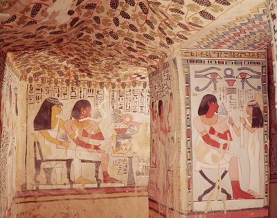 Interieur van het graf van Sennefer, Nieuwe Koninkrijk door Egyptian 18th Dynasty