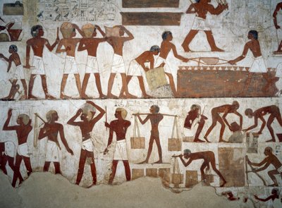 Mannen aan het werk (detail) door Egyptian 18th Dynasty