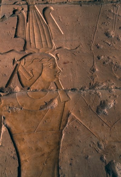 Geschilderd reliëf, Dodentempel van Hatshepsut, Deir el-Bahri, Thebaanse necropolis door Egyptian 18th Dynasty