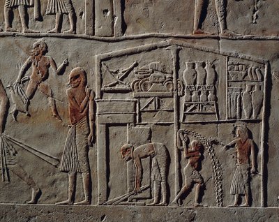 Paviljoen voor hoge officier of opperbevelhebber, reliëf, Graf van Horemheb, Saqqara, Egyptische beschaving, Nieuwe Rijk, Dynastie XVIII door Egyptian 18th Dynasty