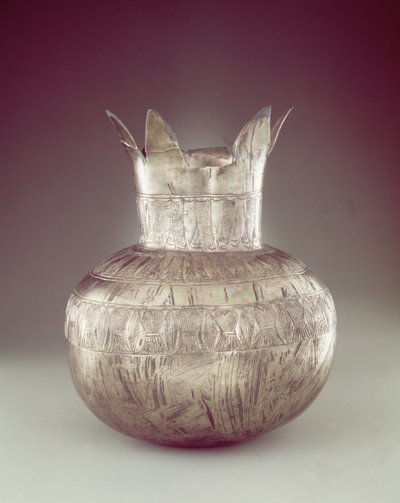 Granaatappelvaas, uit het graf van Toetanchamon, Nieuwe Koninkrijk (zilver of electrum) door Egyptian 18th Dynasty
