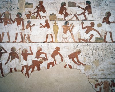 Pottenbakkers en arbeiders, fresco, kapel, Tombe van Rekhmire door Egyptian 18th Dynasty