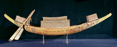 Verminderde model van een boot uit het graf van Toetanchamon, Nieuwe Koninkrijk, ca. 1347-37 v.Chr. door Egyptian 18th Dynasty