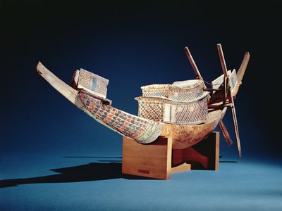 Verminderd model van een boot uit het graf van Toetanchamon door Egyptian 18th Dynasty
