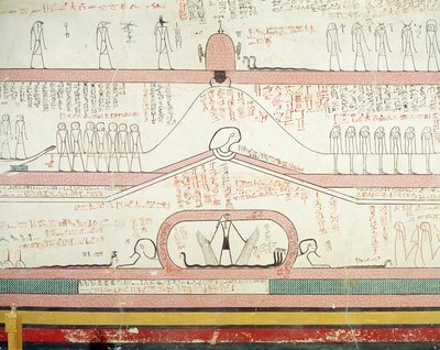 Scène uit het Boek van Amduat met de reis naar de onderwereld door Egyptian 18th Dynasty