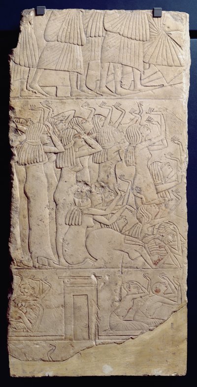 Scène van rouw tijdens een begrafenis, uit Sakkara, Nieuwe Koninkrijk, ca. 1330 v.Chr. door Egyptian 18th Dynasty