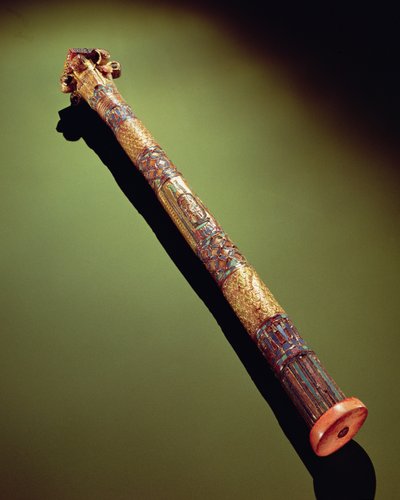 Schrijverskist voor schrijfrieten, uit het graf van Toetanchamon door Egyptian 18th Dynasty