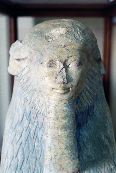Sfinx van Koningin Hatsjepsoet, van Deir el-Bahari, Egyptische Beschaving, Nieuwe Koninkrijk, Dynastie XVIII door Egyptian 18th Dynasty