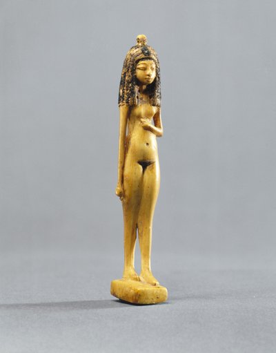 Beeldje van een naakt meisje, Nieuwe Koninkrijk, c.1390-1353 v.Chr. door Egyptian 18th Dynasty