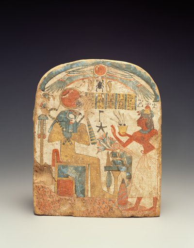 Stelae die de overledene voor Horus afbeelden, uit Luxor, Nieuwe Koninkrijk door Egyptian 18th Dynasty