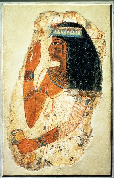 De Vrouw Tjepu, uit Thebe, Graf 181, Nieuwe Rijk (beschilderd pleisterwerk) door Egyptian 18th Dynasty