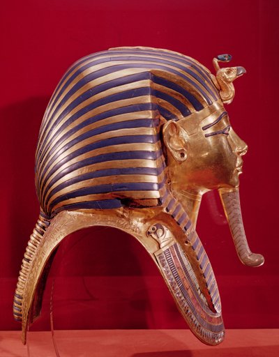 Het gouden masker, uit de schat van Toetanchamon (c.1370-52 v.Chr.) c.1340 v.Chr. door Egyptian 18th Dynasty