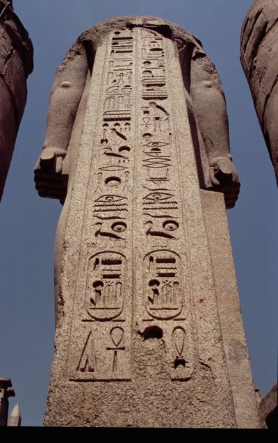 Zuil met wapens die de cartouche van Ramses II (1298-32 v.Chr.) afbeelden, Nieuwe Koninkrijk, c.1297-1185 v.Chr. door Egyptian 19th Dynasty