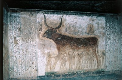 Egypte, Luxor, Vallei der Koningen, Tombe van Seti I, interieurfresco