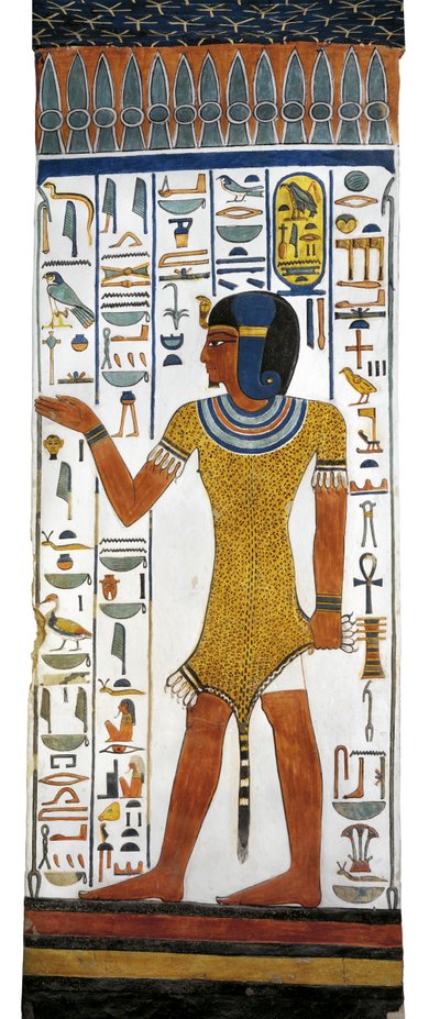 Egypte, Thebe, Luxor, Vallei der Koninginnen, Graf van Nefertari, muurschildering op pilaar in grafkamer uit de 19e dynastie door Egyptian 19th Dynasty