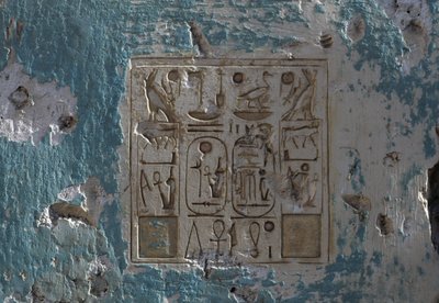 Hiërogliefen, reliëf, Tempel van Ramses II, Abydos, Egypte, Egyptische beschaving, Nieuwe Rijk, Dynastie XIX door Egyptian 19th Dynasty