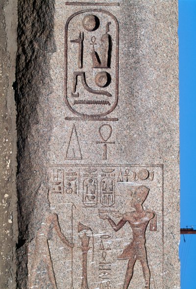 Obelisk met reliëfs en inscripties van Ramses II, Grote Tempel van Amon, Tanis, Egypte, Nieuwe Rijk, Dynastie XIX door Egyptian 19th Dynasty