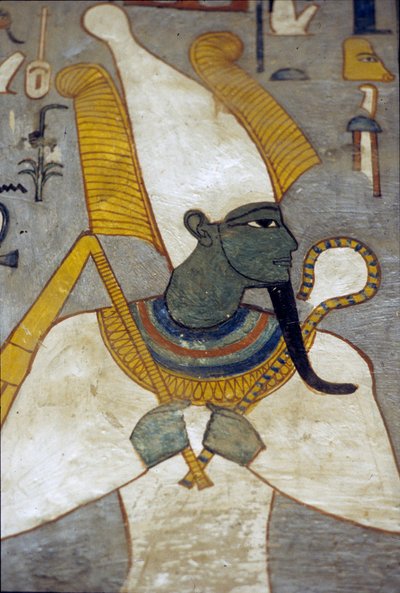 Osiris uit het graf van Ramses I, Thebe (muurschildering) door Egyptian 19th Dynasty